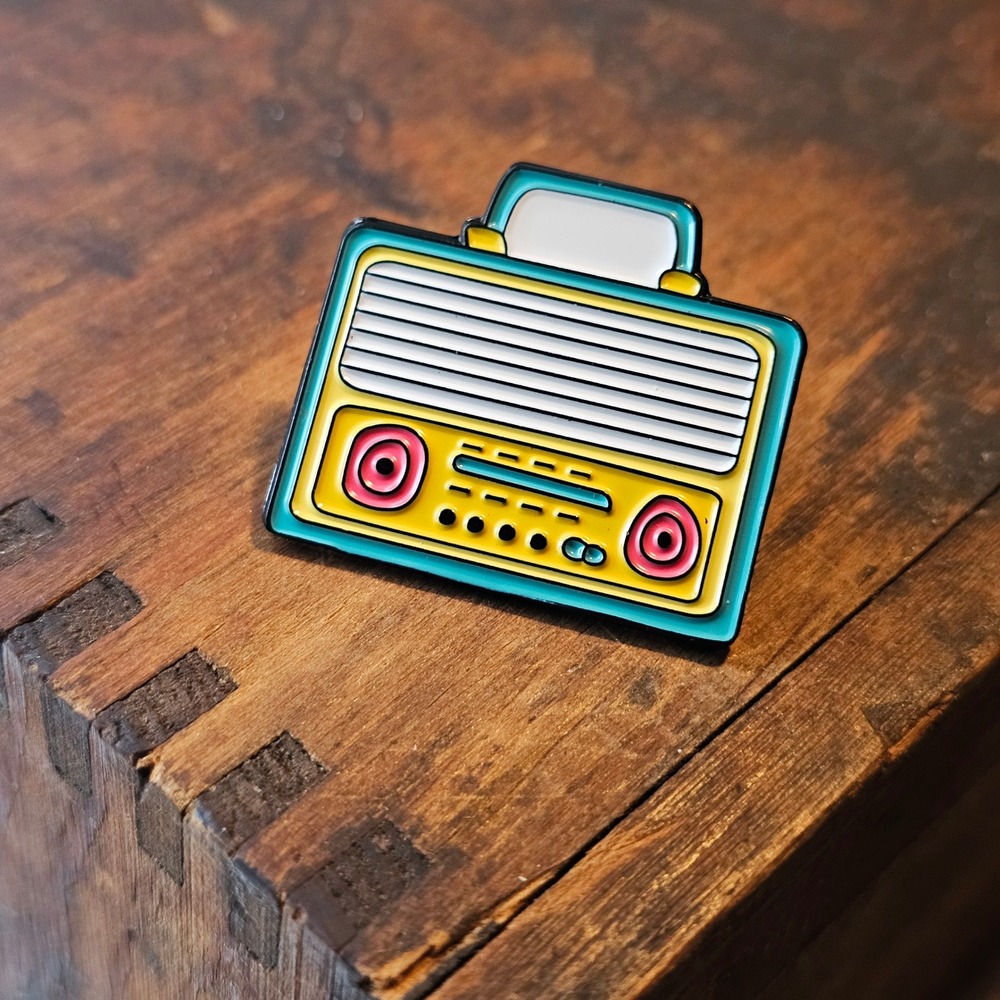 Enamel Pin Unisex OS Blue Retro Radio Boombox Music Accessory